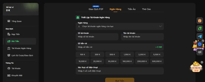 rút tiền nhà cái về tài khoản ngân hàng 