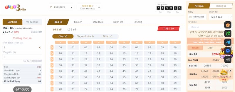 Lô đề 3 miền 